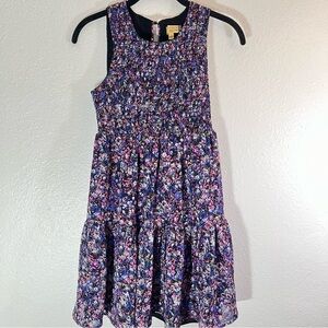Princess Vera Wang Purple Smocked Dress Floral Print Small